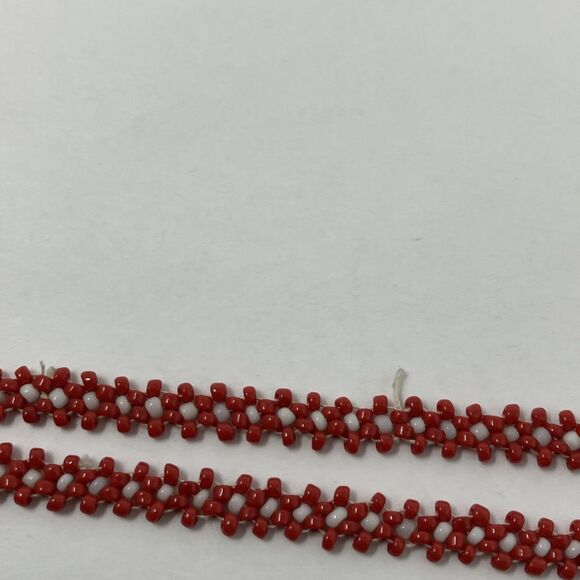 Vintage Native American Indian Seed Bead Bracelet Kachina Chief Doll Red Orange - Picture 3 of 7